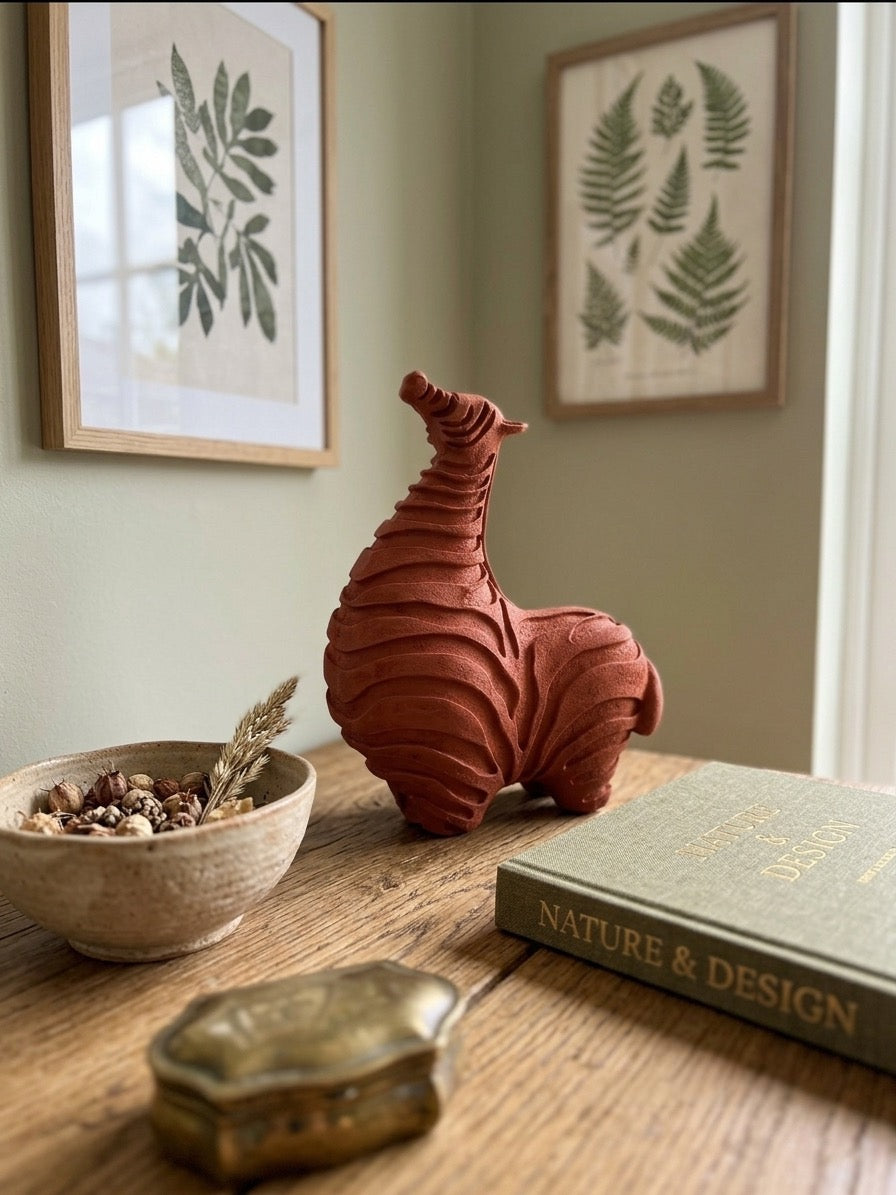 Terracotta Carved Camel Decor Sculpture