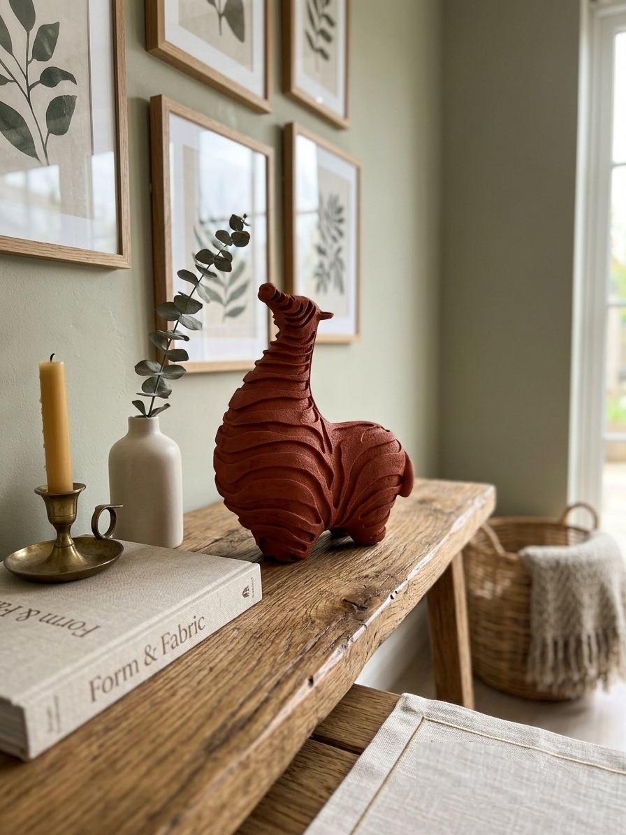 Terracotta Carved Camel Decor Sculpture