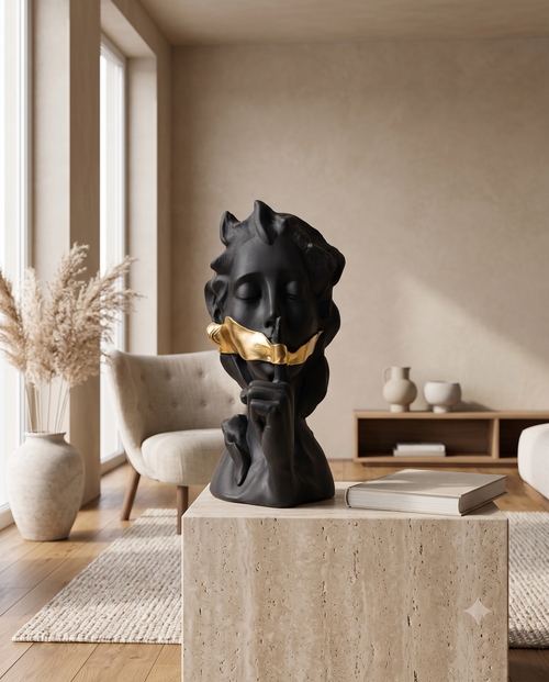 Black & Gold Silence Finger Sculpture