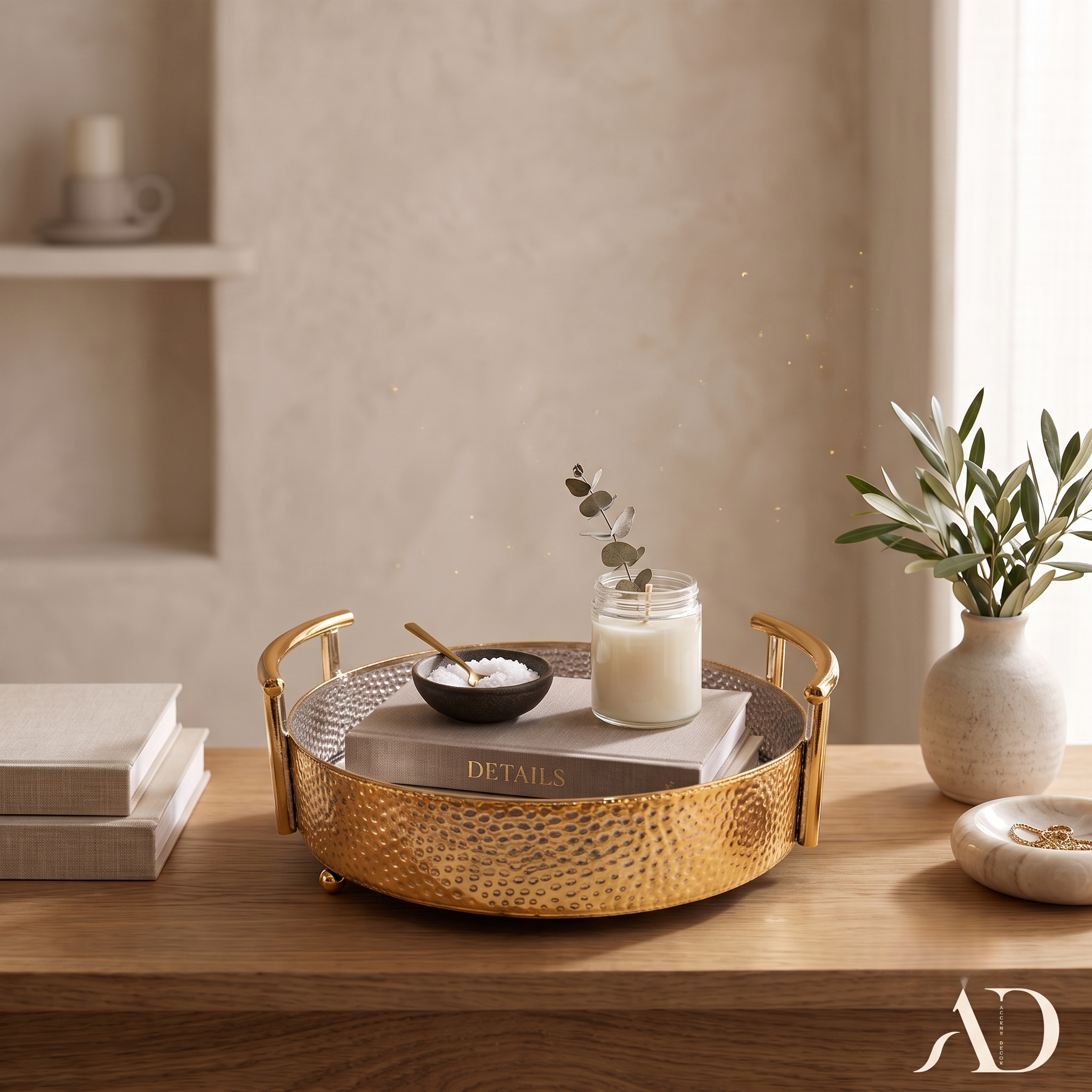 Golden Hammered Tray